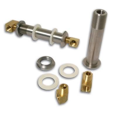 Stainless Steel Brakes Thru-Frame Fitting Kits, Fitting, Brake, 3 in., Thru-Frame, Stainless Steel, Polished, Female 1/ 4 in. to Female 1/ 4 in. Thread, Kit