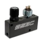 SSBC Brakes Stainless Steel Brakes Brake Proportioning Valves, Brake Proportioning Valve, Knob Adjustment, 1/ 8 in. NPT, Dual Inlets/ Outlets, Aluminum, Black Anodized, Each