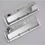 Ford Racing Aluminum Valve Covers, Valve Covers, Stock Height, Cast Aluminum, Polished, Ribbed with Ford Racing Logo, Ford, Pair