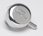 Ford Racing Valve Cover Breathers, Valve Cover Breather, Push-In, Round, Steel, Chrome, Closed Crankcase, Ford Logo, Each