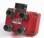 MSD Ignition MSD Blaster OEM Replacement Coils (2), Ignition Coil, DIS Performance Replacement, E-Core, Square, Epoxy, Red, 40,000 V, Ford, 4.6L, Each