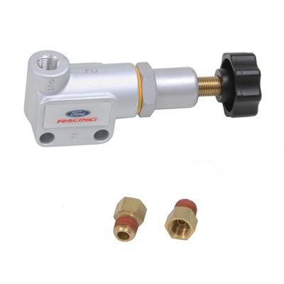 Ford Racing Brake Proportioning Valves, Brake Proportioning Valve, Knob Adjustment, 1/8 in. NPT, Single Inlet/Outlet, Aluminum, Natural, Each