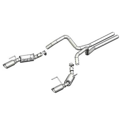 (2) Borla Stainless Steel Cat-Back Systems, Exhaust System, Cat-Back, Stainless Steel, Natural, Polished Tips, S-Type Muffler, Ford, Mustang,4.6,Kit