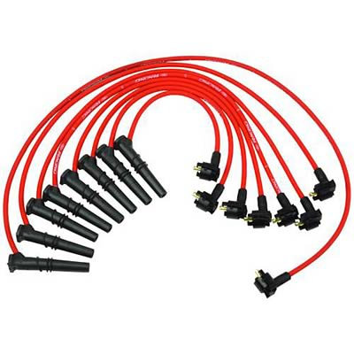 Ford Racing Spark Plug Wire Sets, Spark Plug Wires, Spiral Wound, 9mm, Red, 45 Degree Boot, Ford, Mustang, 4.6L, 16-Valve, V8, Set