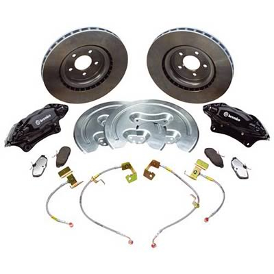 Ford Racing 2005-08 Mustang GT 14 in. Brake Upgrade Kits, Brake Upgrade, Front, 14 in. Solid Surface Discs, 4-Piston Calipers, Black Anodized, Mustang GT 2005-08, Kit