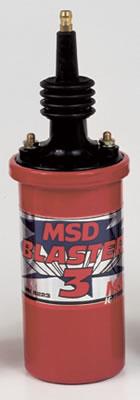 MSD Blaster 3 Ignition Coils, Ignition Coil, Blaster 3, Canister, Round, Oil Filled, Red, 45,000 V, Each