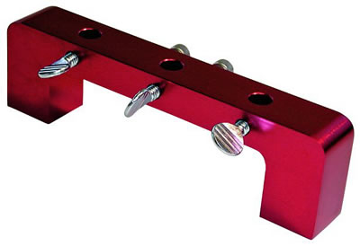 Dial Indicator Stand, Aluminum, Red Anodized, Magnetic Deck Bridge, 4 1/2 in. Bore Span, Each