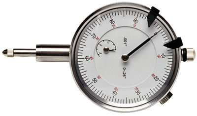 Dial Indicator, 0-100 Dial Face, Revolution Counter, 0-1.000 in. Range, .001 in. Increments, Each